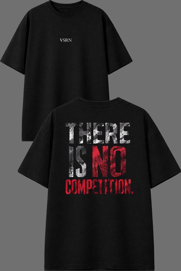 There Is No Design Front and Back Printed Black Oversize T-Shirt