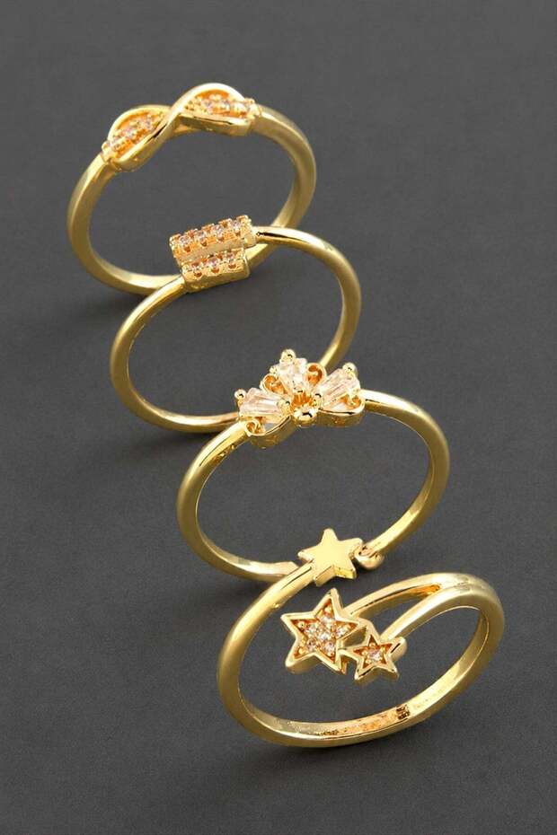 Mixed Luxury Stone Steel Joint Ring 1 Piece