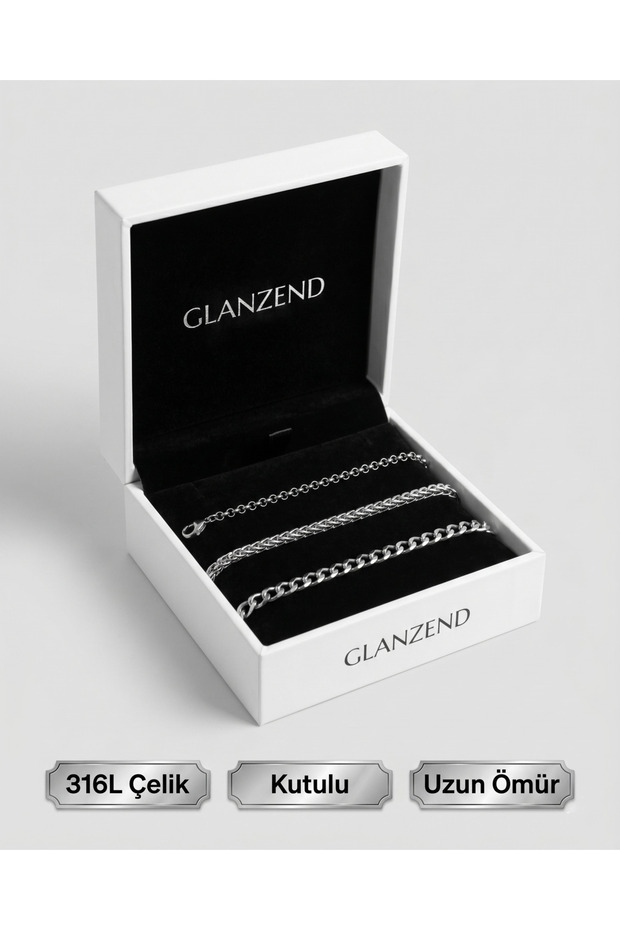 Set of 3 Stainless Steel Stylish Bracelets
