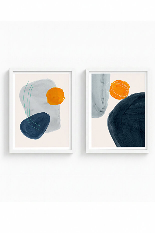 White Wooden Framed 2 Piece Set Painting Huhu9