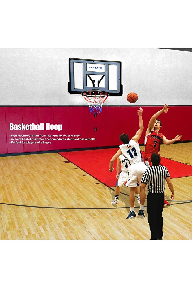 Standard Basketball Hoop: Durable Wall Mounted, Large Backboard & Hoop, Easy Installation