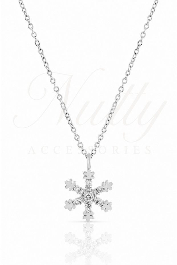 Snowflake Necklace Women's Zircon Stone Steel Necklace Minimal Stylish Snowflake Necklace