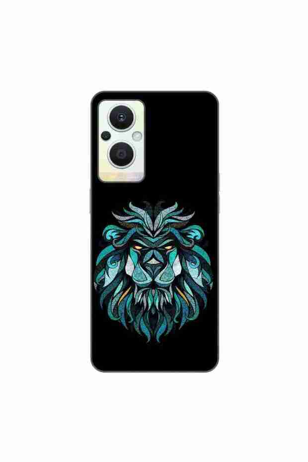 Case compatible with Oppo Reno7 Lite Silicon Gel Tpu Pattern Abstract Lion