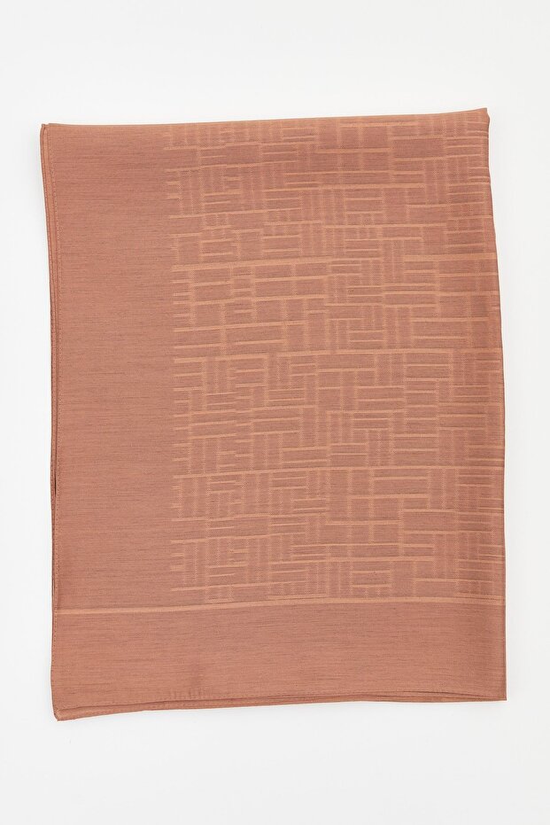 Silk Wool Maze Pattern Shawl - Brown - 3