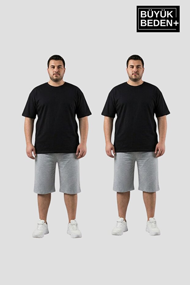 Large Size Men's 2-Piece Capri Shorts Comfortable Fit Set 3Xl-6Xl Spr26Bsr591+2