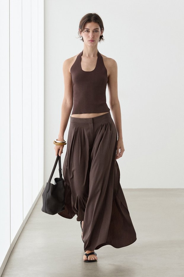 Halter yaka triko bluz