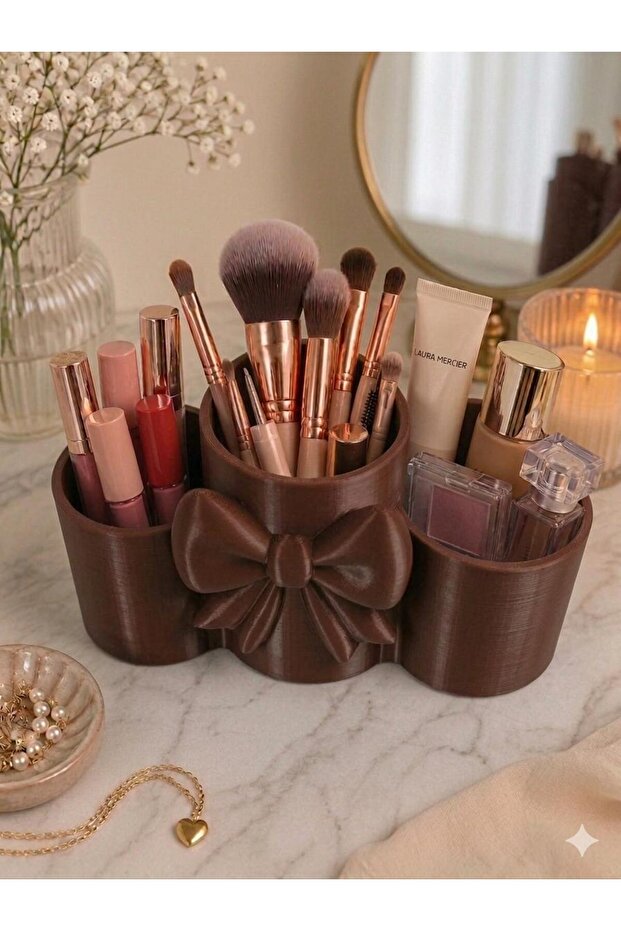 Decorative Makeup Organizer with Plastic Bow