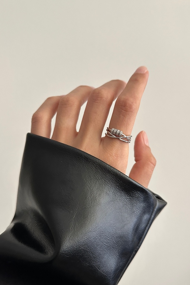 Mini Stone Cross Ring - 1
