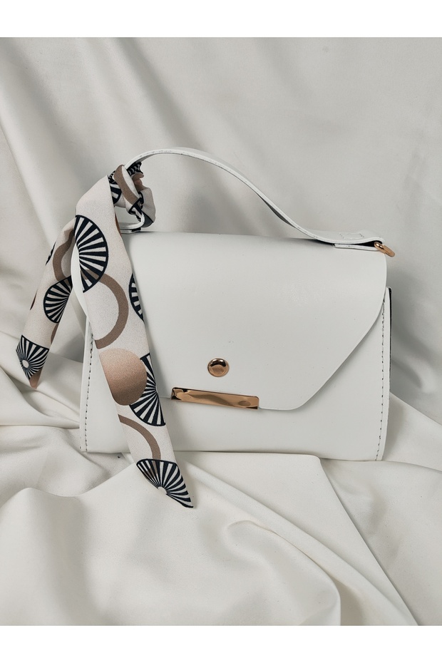 Cream Scarf Detailed Crossbody Bag