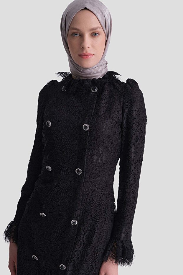 Lace Stylish Dress Black