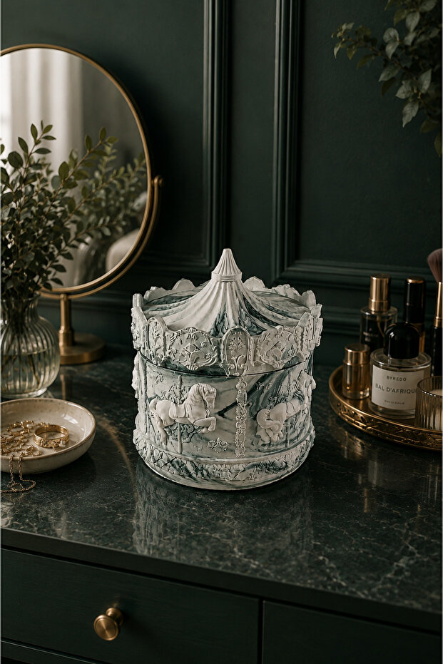 Jewelry & Gem Box 10 X 9 cm - Carousel Special Design Organizer Ring Earring Storage Box