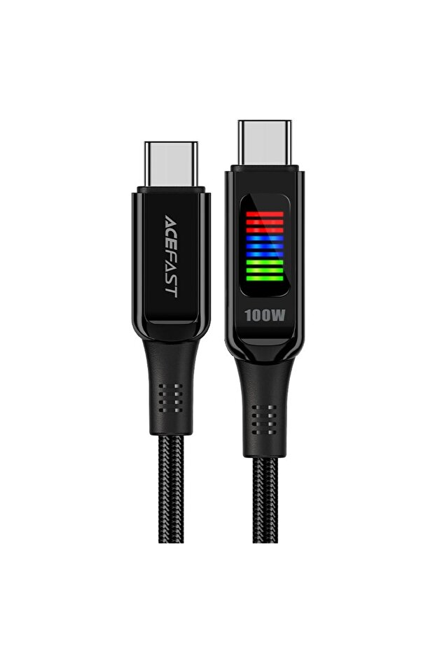 كابل شحن من النوع C إلى النوع C بقوة 100 واط مع شاشة عرض LED ذكية