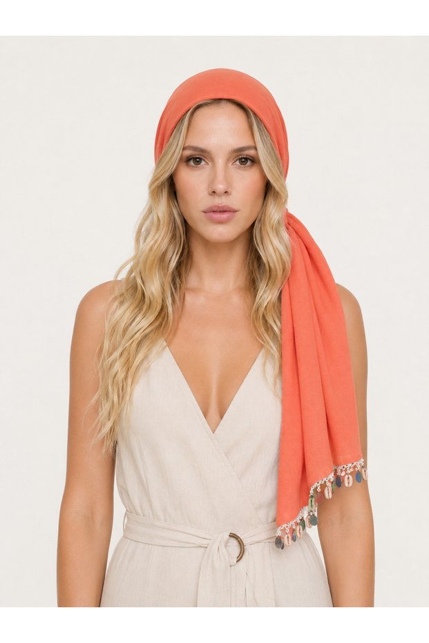 Coral Color Multi-Purpose Bandana Scarf & Neck Scarf |   Adjustable Hair Bandana, Bohemian Festival Accessory