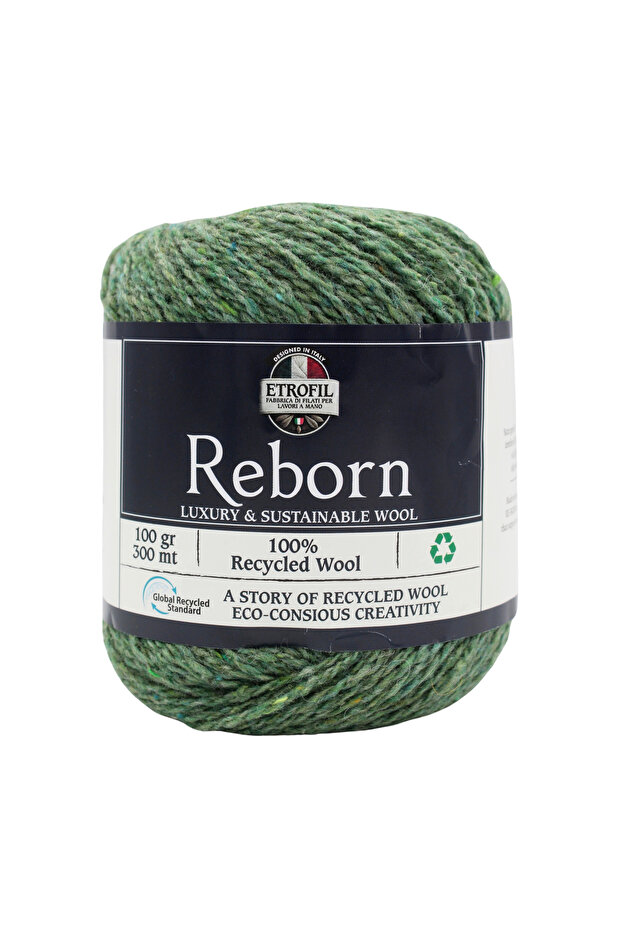 Reborn Knitting Yarn Grass Green 100% Recycled Wool 100g 300m (74337)