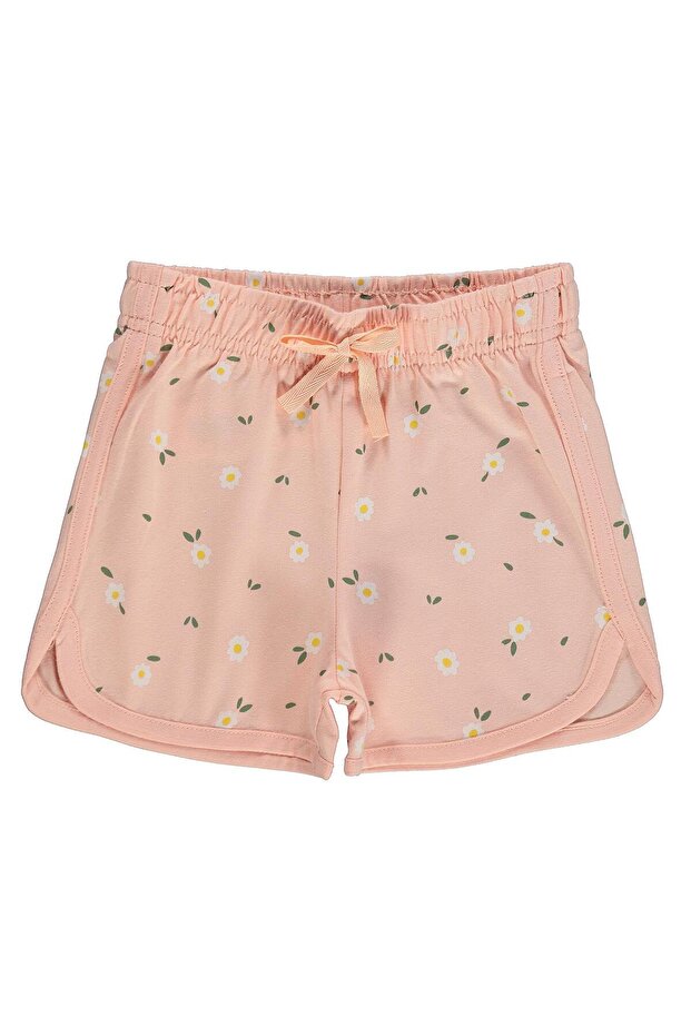 Crispy Floral Printed Shorts for 2-5 Years Old - Powder