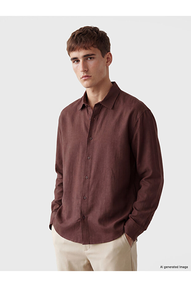 Nevavm Standard Fit Linen-Look Men's Shirt with a Difference
