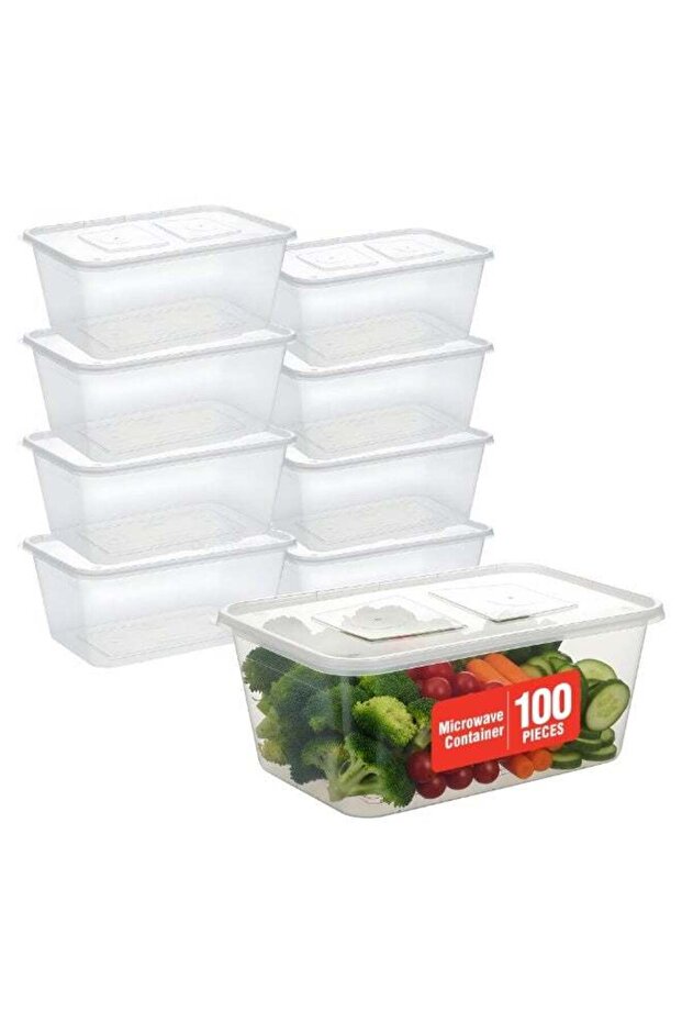 100Pcs Food Storage Box, Plastic Kitchen Containers with Lids - Microwave, Freezer & Dishwasher Safe