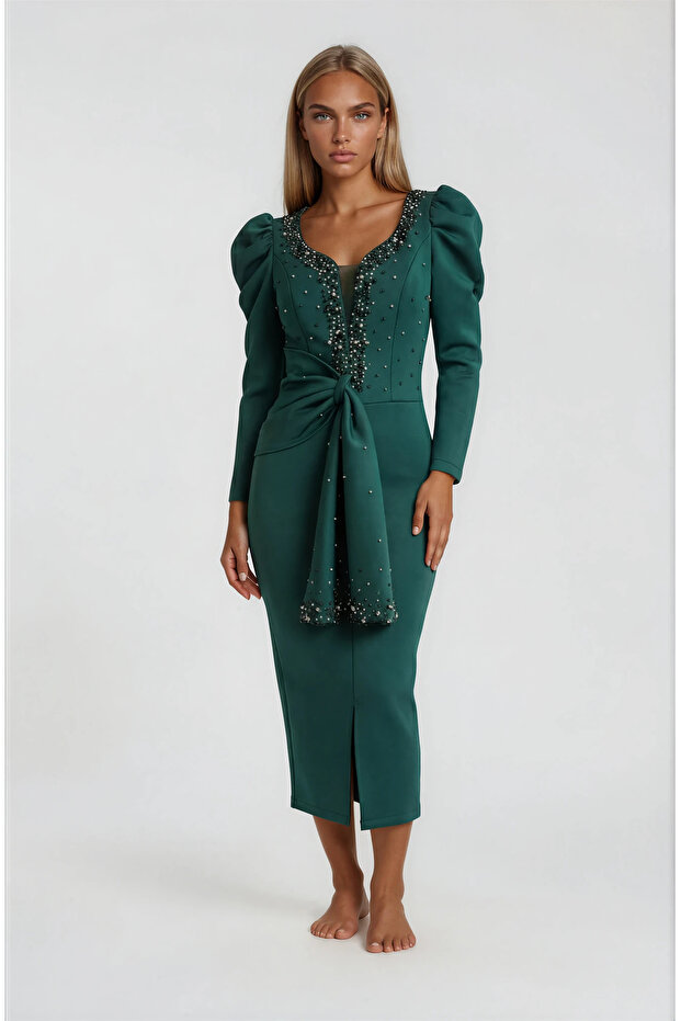 Rochie Verde Scurta Maneca