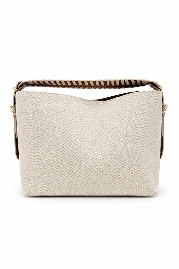 Elara Textured Linen Cream Women's Hand and Shoulder Bag