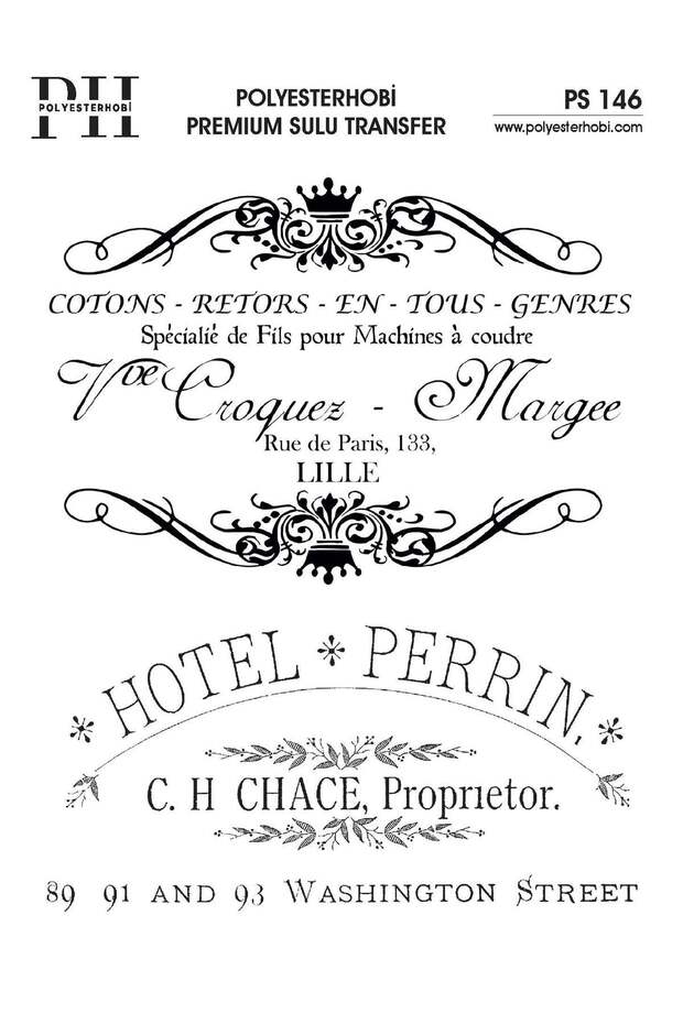 Premium Water Transfer 25X35 cm Black and White Text Patterned Ps 146