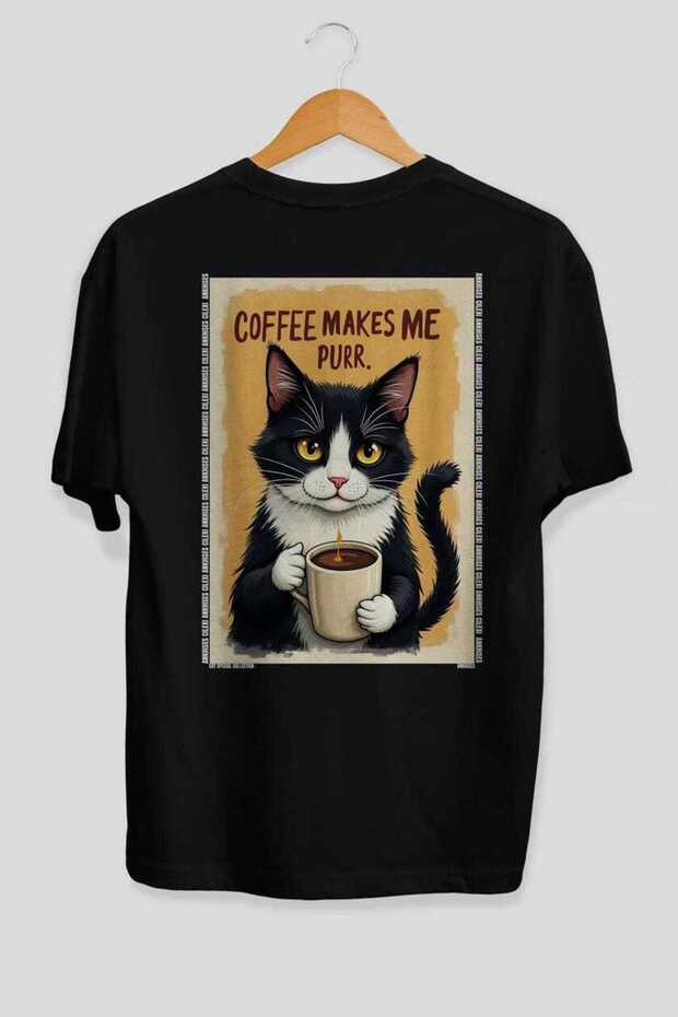 100 Cats for Cat Lovers Printed Black Oversize T-Shirt 100% Cotton Unisex Cat Lover Premium Design