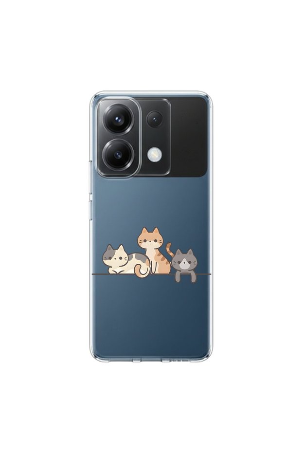 Poco X6 Compatible Kedişler 4 Design Transparent Case