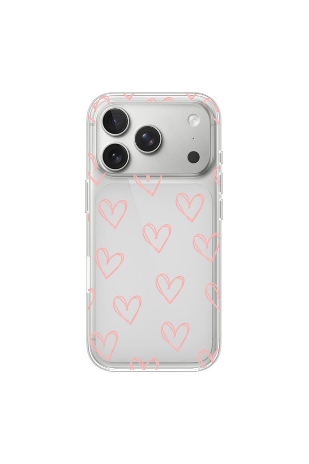 iPhone 17 Pro Compatible Heart 6 Design Transparent Case