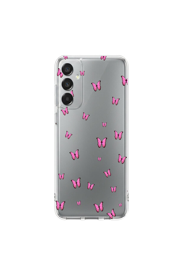 Samsung Galaxy M15 Compatible Butterfly 3 Design Transparent Case