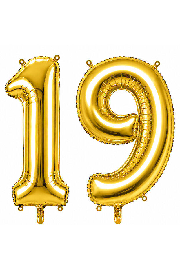 19 Foil Balloons Gold Color (100 cm)