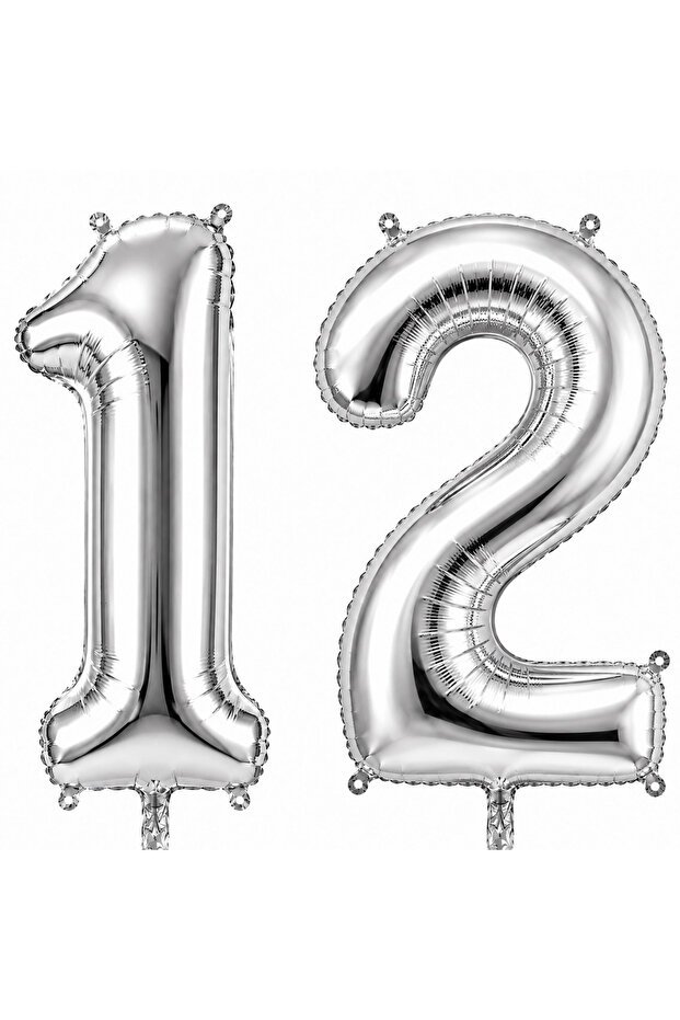 12 بالون فويلو على شكل أرقام لون فضي (76 سم)
