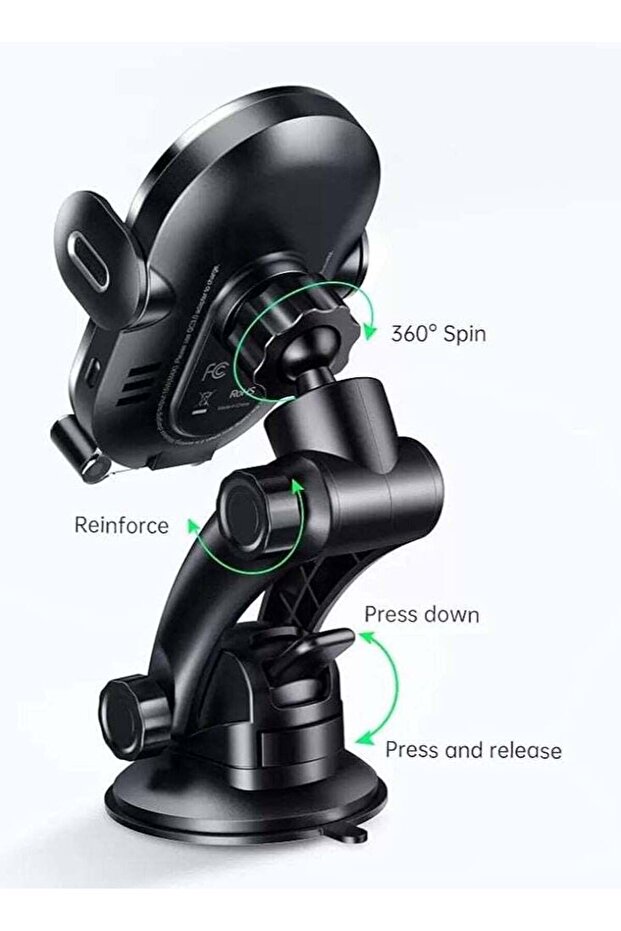 CH-7620 15W Wireless Charging In-Car Phone Holder-Black