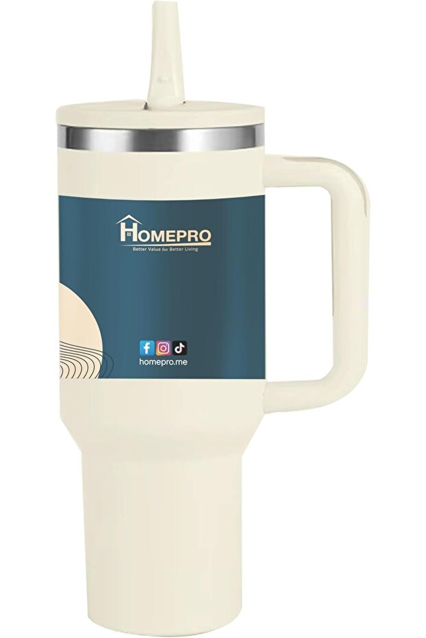 Double Wall Insulated Travel Mug with Foldable Sip Spout, 1200 ml Capacity, White