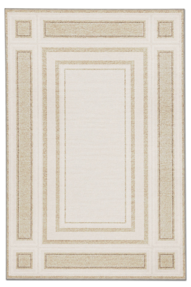 Sdtamor White Square Theme Patterned Modern Woven Base Decorative Carpet Sdtamor55White