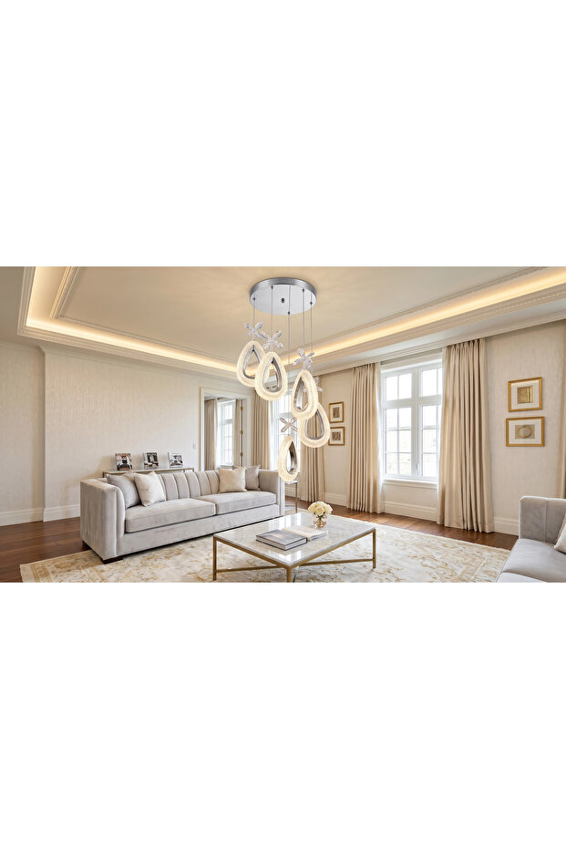 DAMLA 5'Lİ KROM SARKIT LED AVİZE