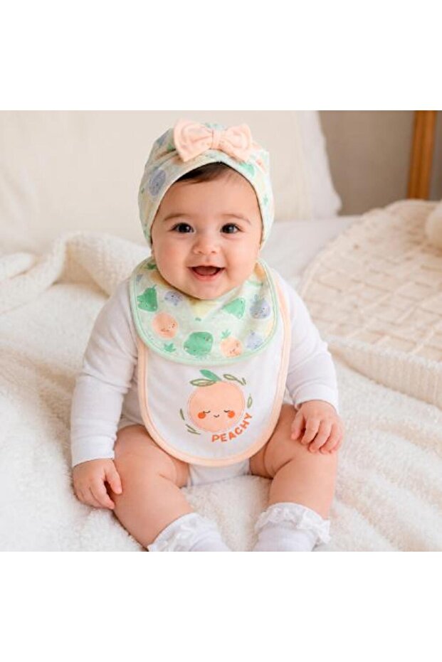 Girls' bib and hat set