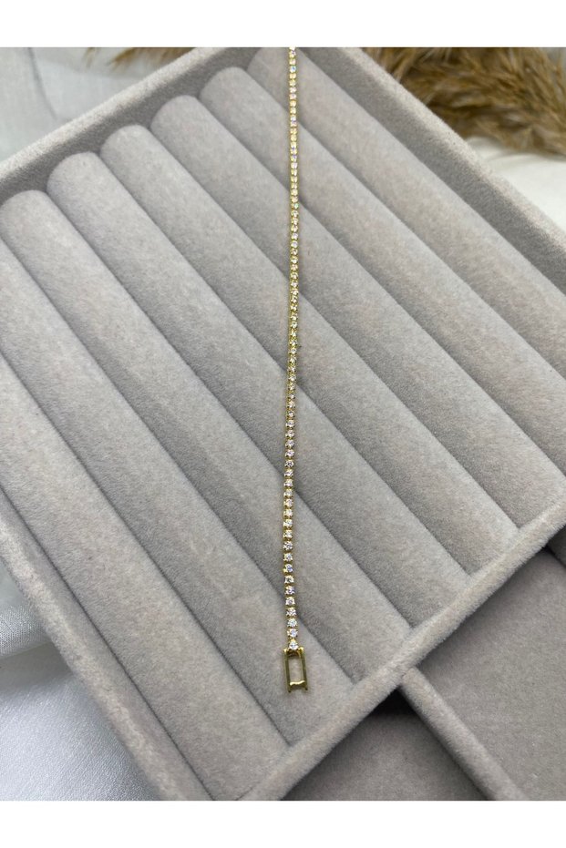 Zircon Stone Steel Silver and Gold Color Waterway Bracelet 18cm