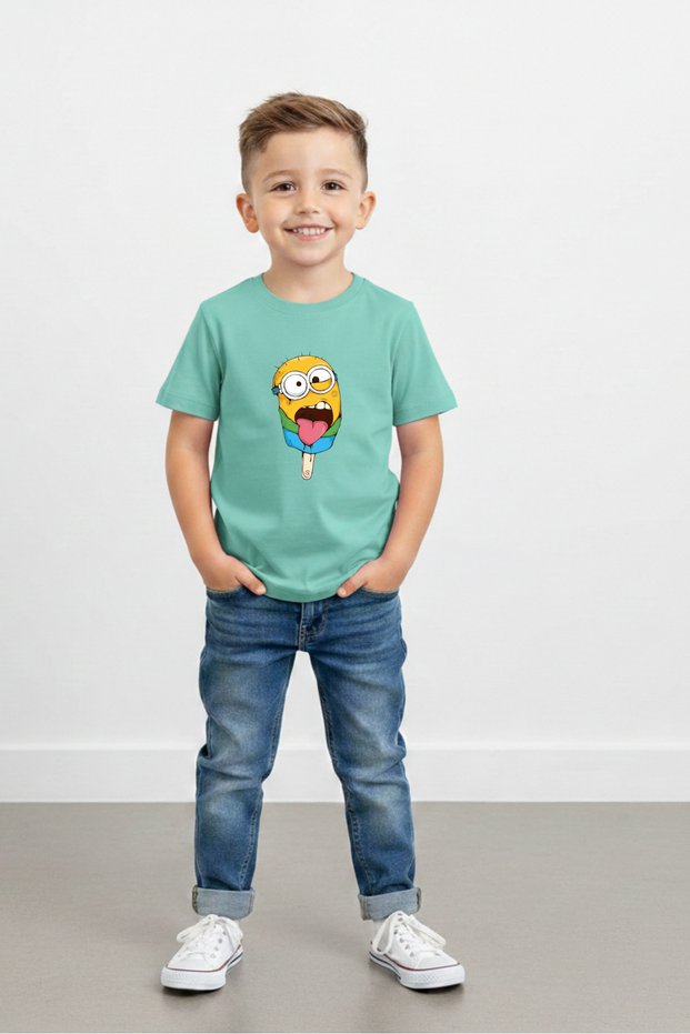 Children's Unisex Girl/Boy "Ice Cream Printed" 100% Cotton Colorful T-Shirt