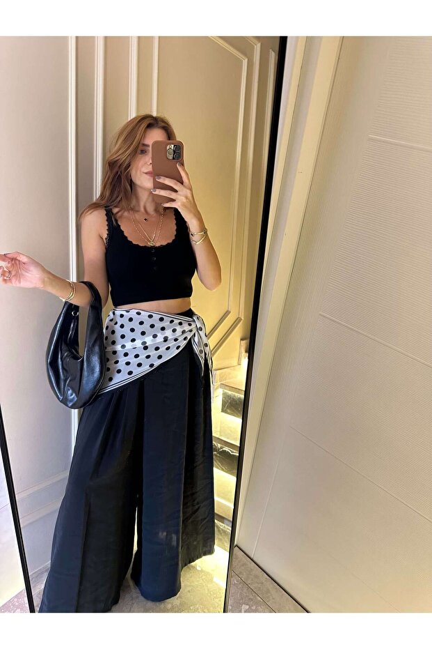 Black Asymmetrical Wide Leg Pants