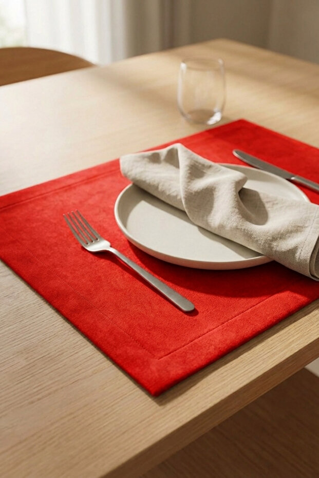 Barcelona Velvet Textured 6-Piece American Service Set Red