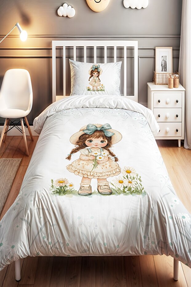 Flower Tale Patterned Single Baby Kids Bedding Set