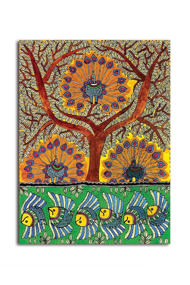 Alayra Unframed A Scene in The Riverside Gond Art Canvas Painting for Home décor (13X10 In, q2) | |