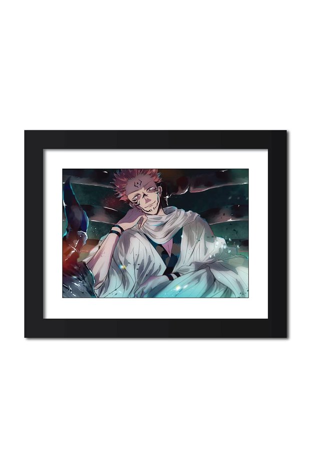 Alayra Sukuna Poster Jujutsu Kaisen Anime Poster Framed Painting with Black Frame (12inches