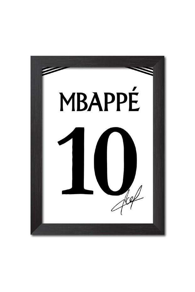 Alayra Kylian Mbapp Poster Frame Madrid Jersey Photo Print with Signature Framed Painting