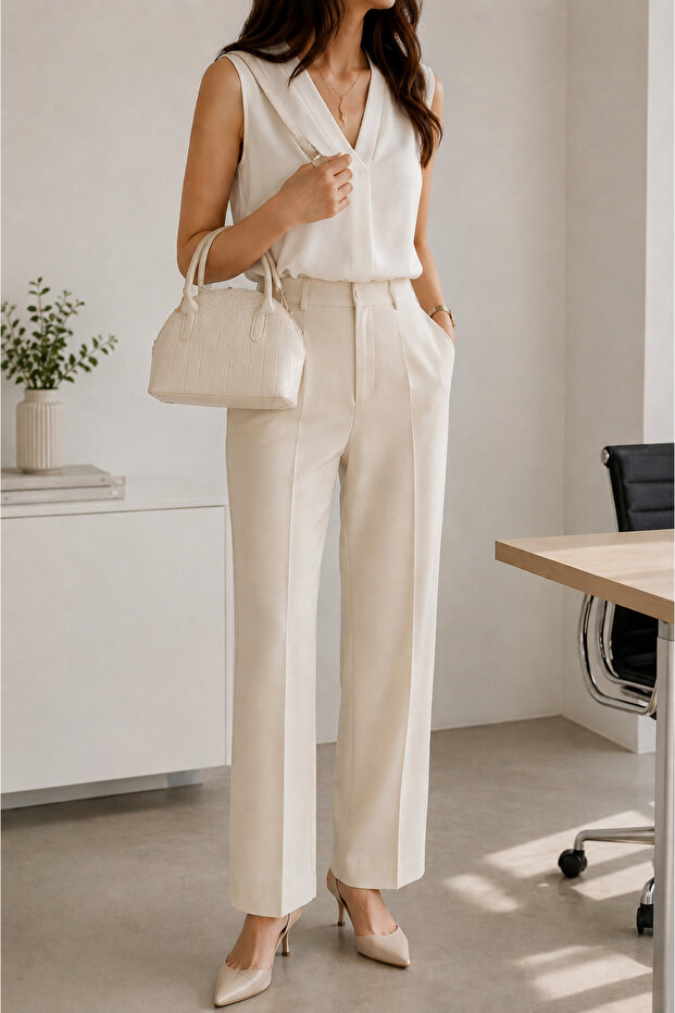 Beige Crocodile Patterned Mini Women's Bag | Stylish Hand and Shoulder Bag