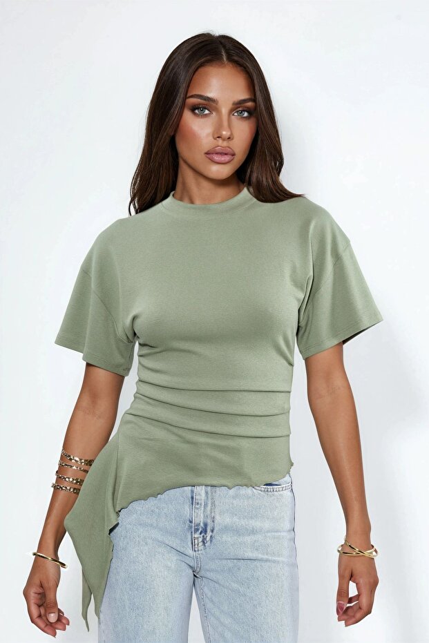Busem Oversized Draped Crew Neck Blouse - 5