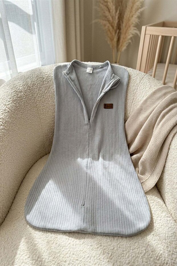 0-3 Months Newborn Baby Swaddle Sleeping Bag Ribbed Cotton Zippered Swaddle