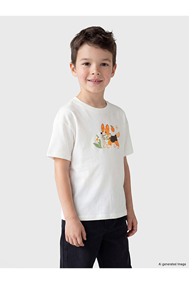 Rmz Gi̇yi̇m Farkiyla Zero Roba Collar Printed Boys' T-Shirt
