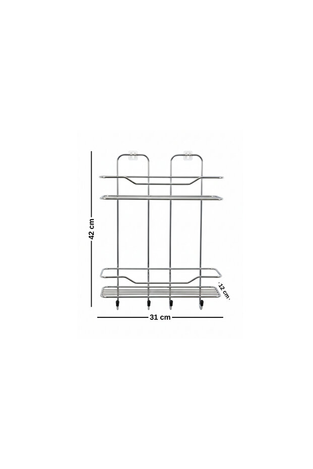 Adhesive Thick Wire Two-Layer Bathroom Shelf - 2