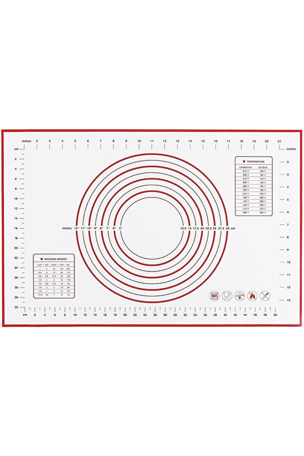 Touch Baking Mat, Non Stick Silicon Rolling Pastry Mat,Kneading Pad Sheet Glass Fiber Rolling Dough Large Size For Cake Macaron Kitchen Tools, Red,White