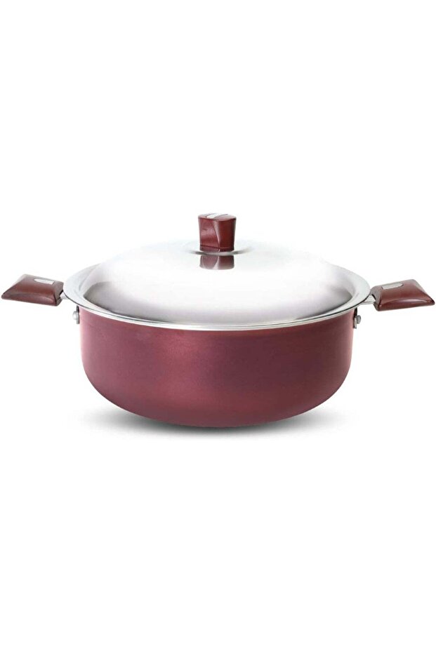 Nirlep by Electricals Aluminium Select J Class Non Stick Induction Casserole with Lid, 3 Liters, Maroon Red